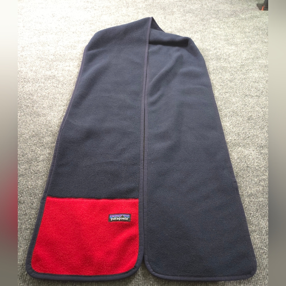 Patagonia Synchilla fleece Scarf Navy Blue And Red - Picture 6 of 8